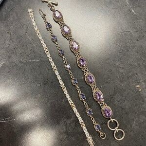 Sterling Silver Amethyst and Quartz Tennis Bracelet Bundle